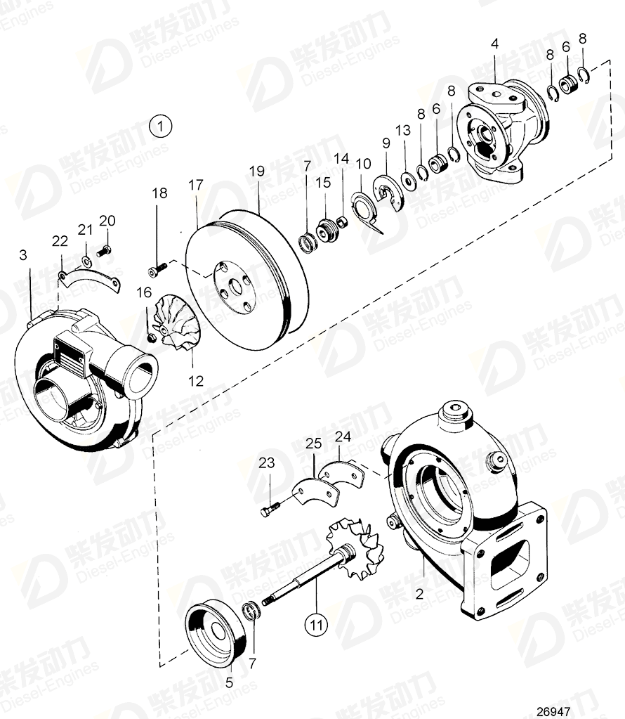 VOLVO Turbocharger 3802012 Drawing